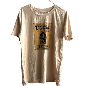 Coors Golden Beer XL Beige Cotton Blend Graphic T-Shirt Novelty Festival Music